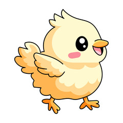 cute chick cartoon kawaii sticker. character vector illustration