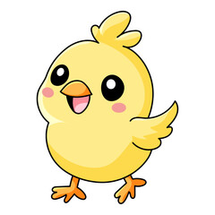 cute chick cartoon kawaii sticker. character vector illustration