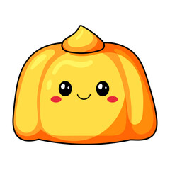 cute pudding cartoon kawaii sticker. character vector illustration