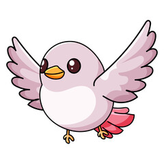 cute bird cartoon kawaii sticker. character vector illustration