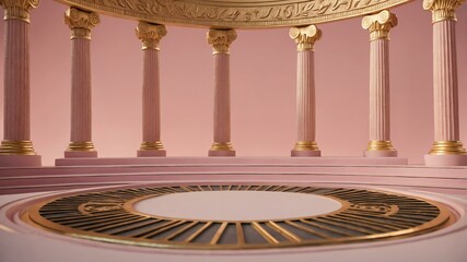 Fototapeta premium luxury ancient greek themed podium on soft pink background