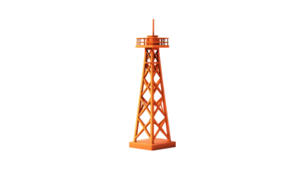 Orange watchtower standing tall on transparent background