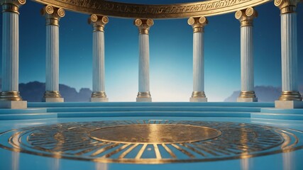 Obraz premium luxury ancient greek themed podium on soft blue background