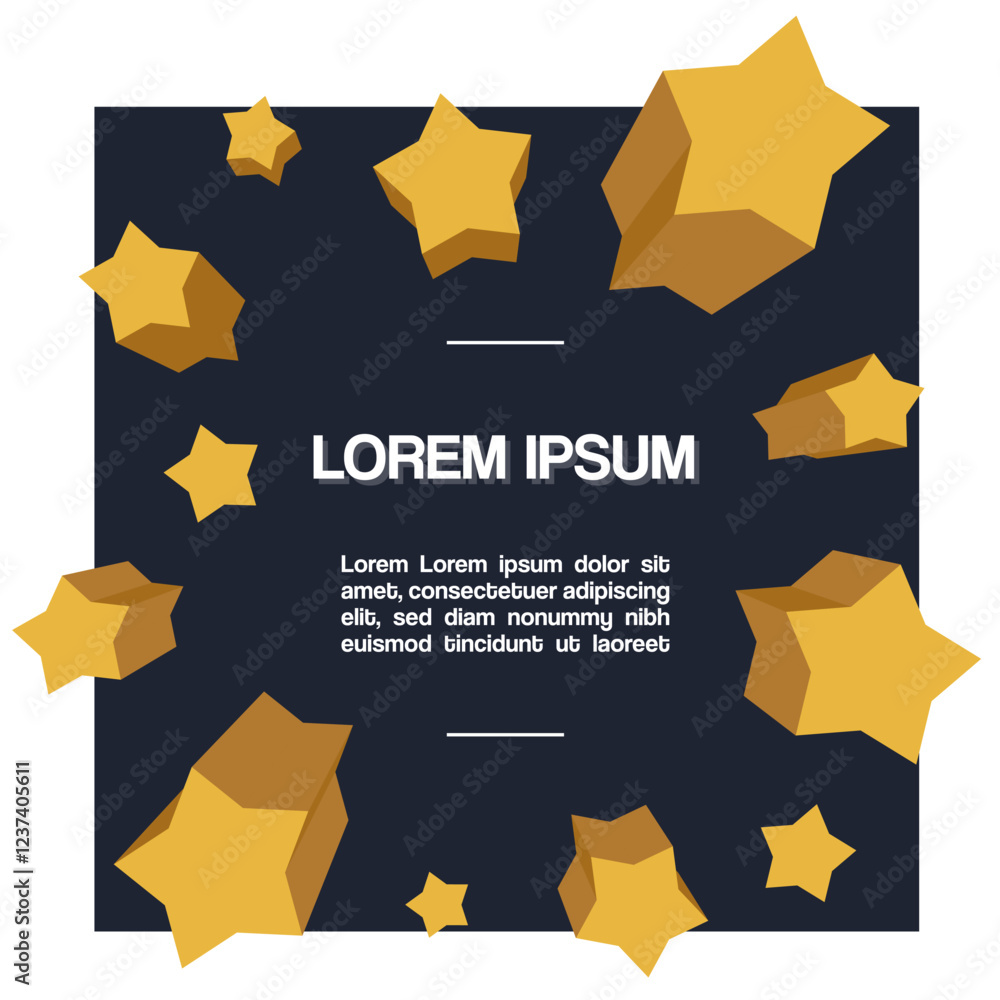 Aufkleber vector design of stars with 3d depth and space for text