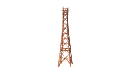 Wooden watchtower standing tall against transparent background