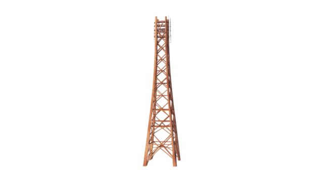 Wooden watchtower standing tall against transparent background