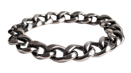 Obraz premium Chunky silver chain bracelet isolated on transparent background