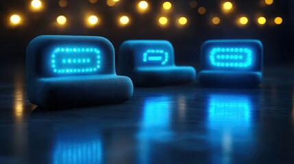 Abstract futuristic glowing  blue interface devices for data transfer display