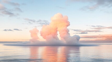 Fototapeta premium Sunrise ice formation ocean, pastel sky, calm water, nature
