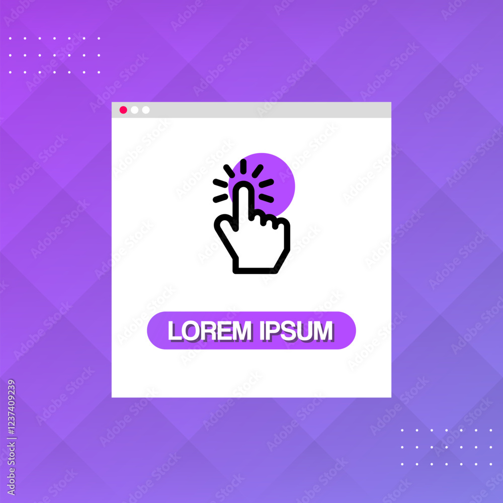 Aufkleber modern computer window design with hand clicking icon to attract customers