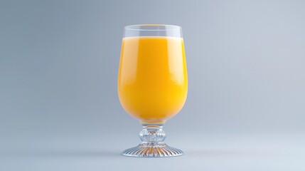 Orange Juice in a Clear Glass on Gray Background