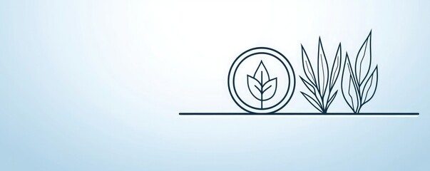 Minimalist design featuring a leaf symbol and natural elements, perfect for eco-friendly and sustainability themes.