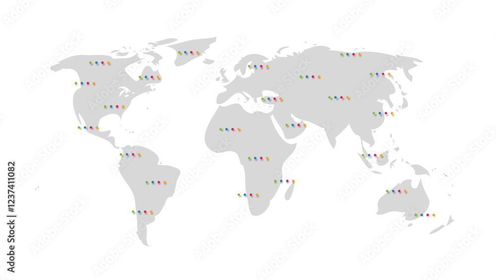 Poster vector design of world map with small colored balls