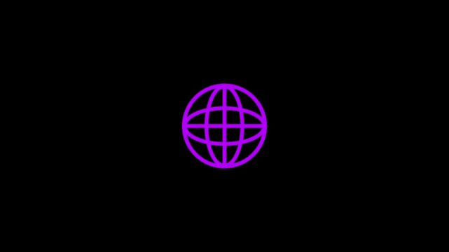 Very nice animation of world internet connection icon.The globe icon is filled with creeping lines. Internet icon. Icon for web design