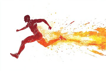 Athlete running in motion, full focus and determination with dynamic posture, captured in action under natural lighting, concept of sports marketing, fitness, athlete performance