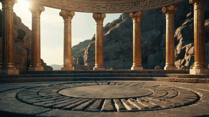 Fototapeta premium aesthetic ancient greek themed podium on ruin background