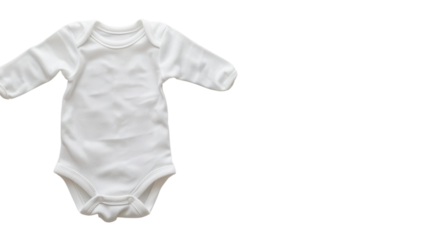 White baby bodysuit mockup lying on transparent background