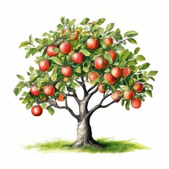 the AI Image Generator, Beautiful Apple Tree Laden With Ripe Red