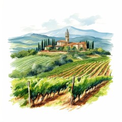 Naklejka premium the AI Image Generator, Beautiful Italian Countryside Vineyard Scene