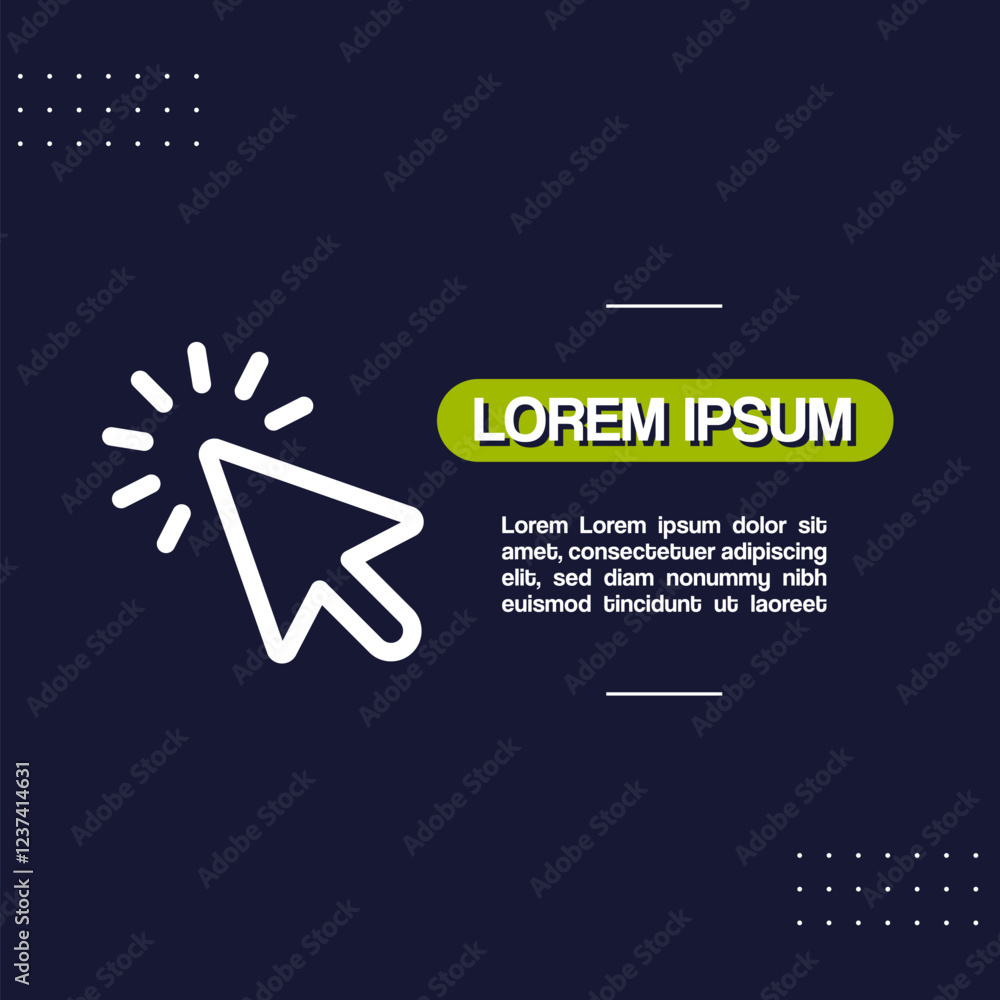 Poster elegant vector design for post of arrow cursor on dark background for post or publication
