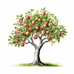 the AI Image Generator, Beautiful Apple Tree Laden With Ripe Red