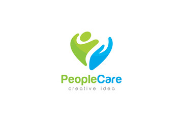 Creative People Care Concept Logo Design Template