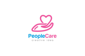 Creative People Care Concept Logo Design Template