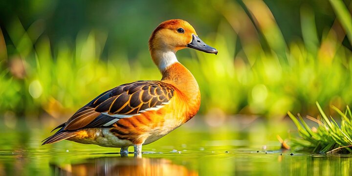 High-DOF photography reveals the beauty of a Fulvous Whistling Duck (Dendrocygna bicolor) in its natural habitat.