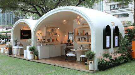 Elegant Outdoor Pop-Up Shop in a Lush Park Setting