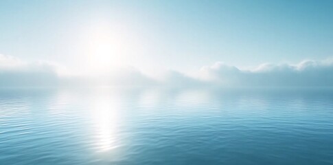 Obraz premium Calm water, sunrise mist, tranquil scene, peaceful nature, background image