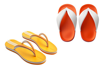 Yellow and orange flip flops isolated on transparent background