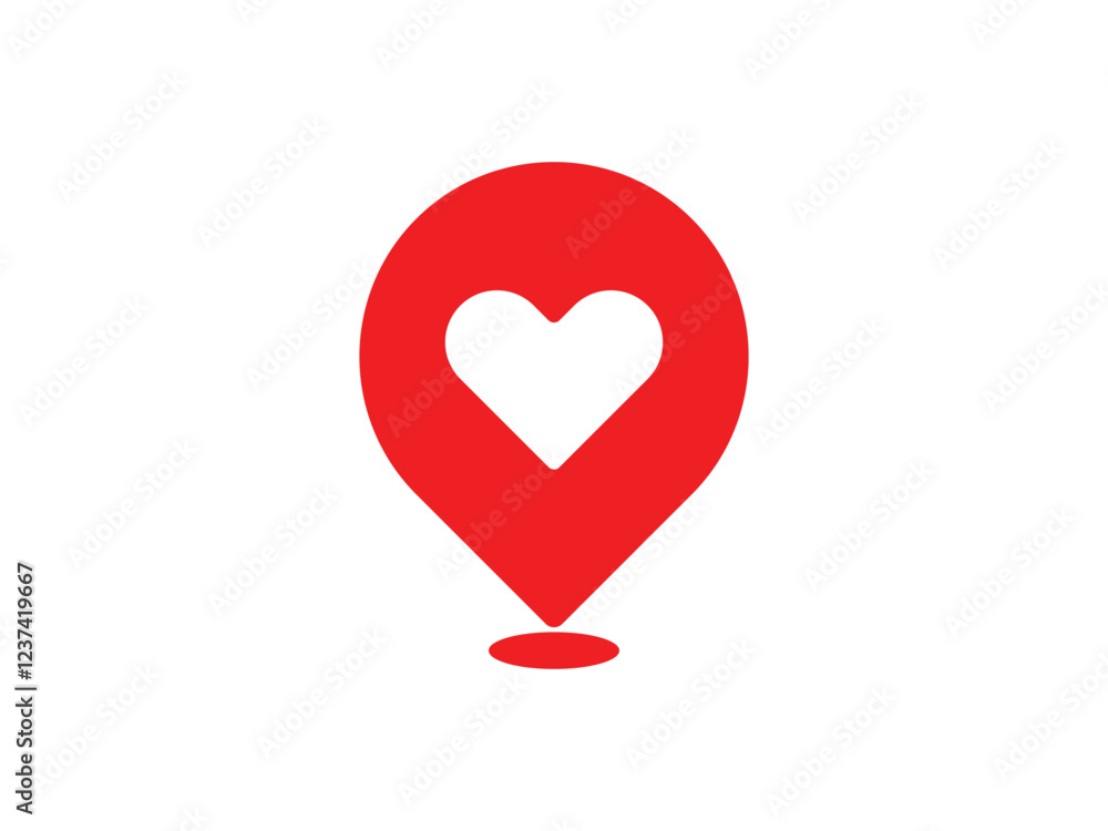 Poster pointer with pin heart symbol design vector illustration on transparent background