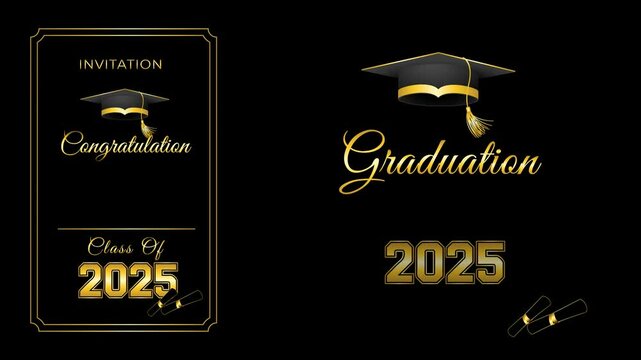 invitation frame graduation class of 2025 green screen background