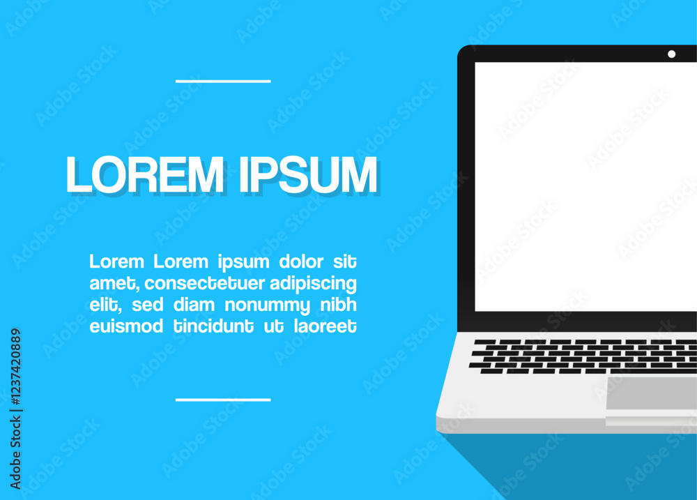 Poster vector illustration design of floating laptop on empty space