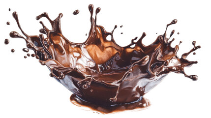 Delicious hot chocolate splashing with transparent background