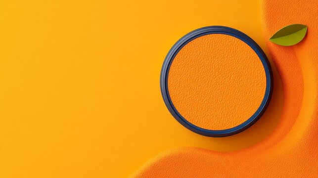 Citrus Zest: A vibrant, minimalist presentation showcasing a circular orange element alongside an abstract representation of a citrus fruit and a leaf. 