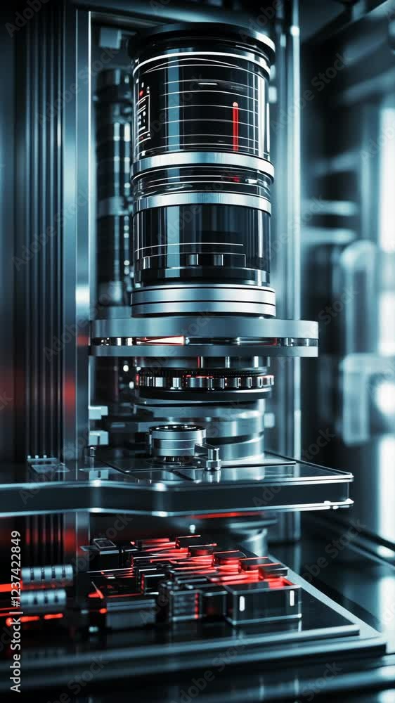 Poster advanced technology in action during a precision manufacturing process in a high-tech facility