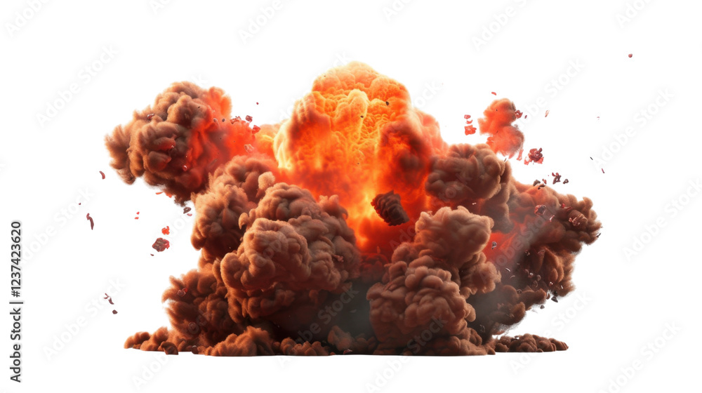 Poster realistic fireball explosion with transparent background for vfx and compositing