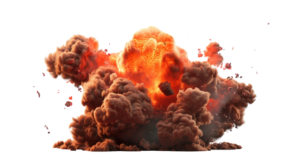 Realistic fireball explosion with transparent background for vfx and compositing