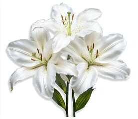 Fototapeta premium Three Pristine White Lilies Close Up Studio Shot
