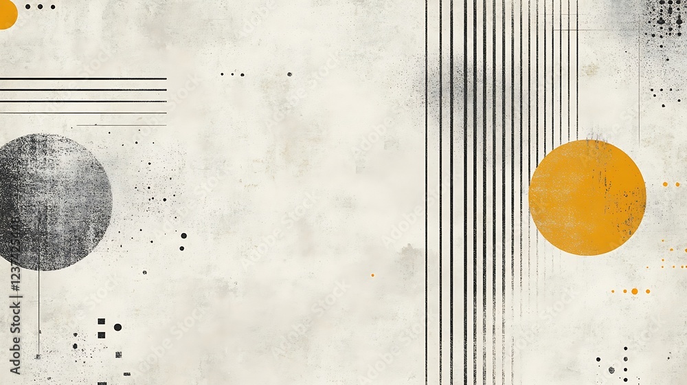 Poster abstract geometric design with circles lines and dots