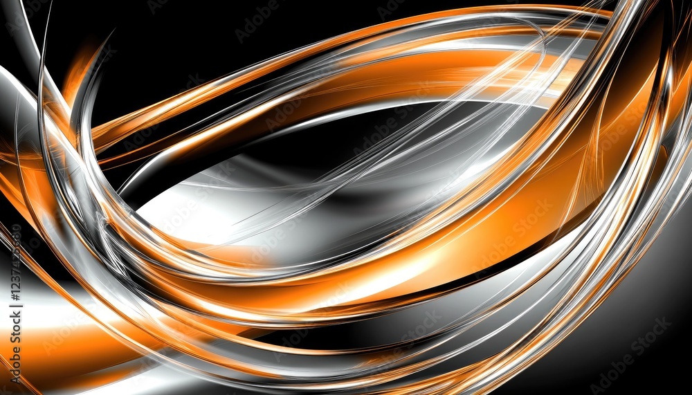 Poster abstract orange curves flow dynamically