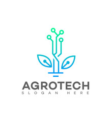 Agrotech Logo Design Smart Farming, Technology, Nature, Growth, Innovation