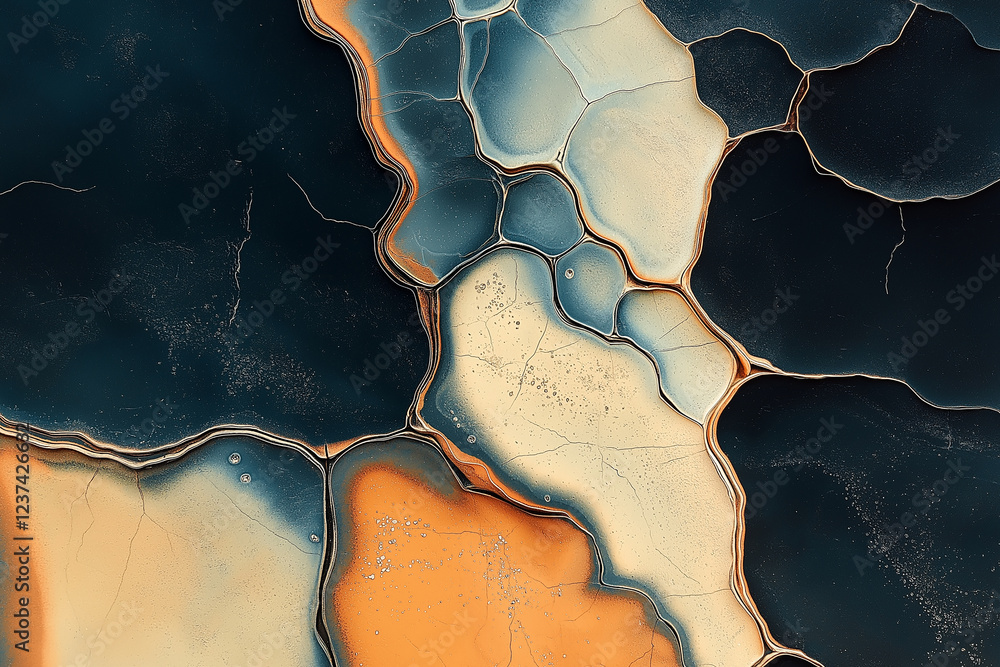 Aufkleber Abstract fluid art painting resembling cells dividing and connecting, creating intricate patterns