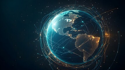 Obraz premium Global Network Connections Illuminate Earth