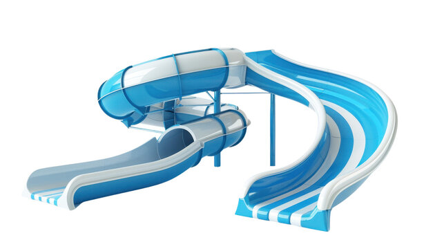 Large blue and white water slide isolated on transparent background