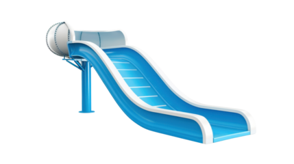 Blue and white water slide isolated on transparent background