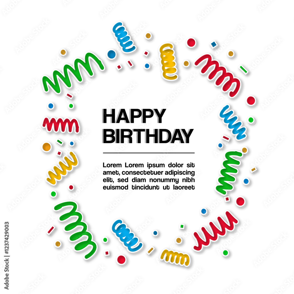 Aufkleber vector design of an advertisement with colorful party-style confetti and space for text
