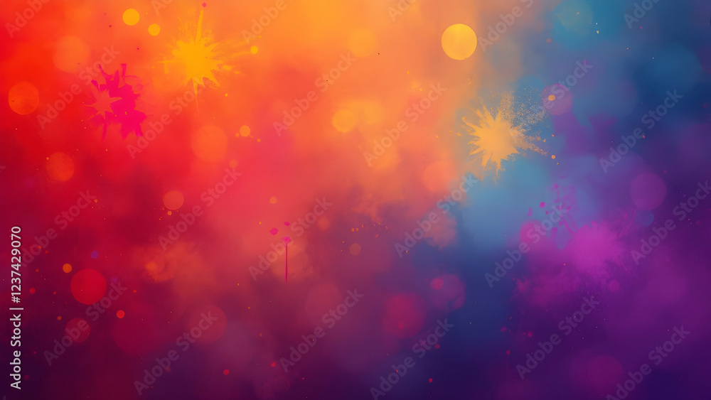 Poster abstract colorful bokeh background with vibrant paint splatter