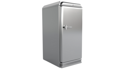 Gray retro refrigerator isolated on transparent background